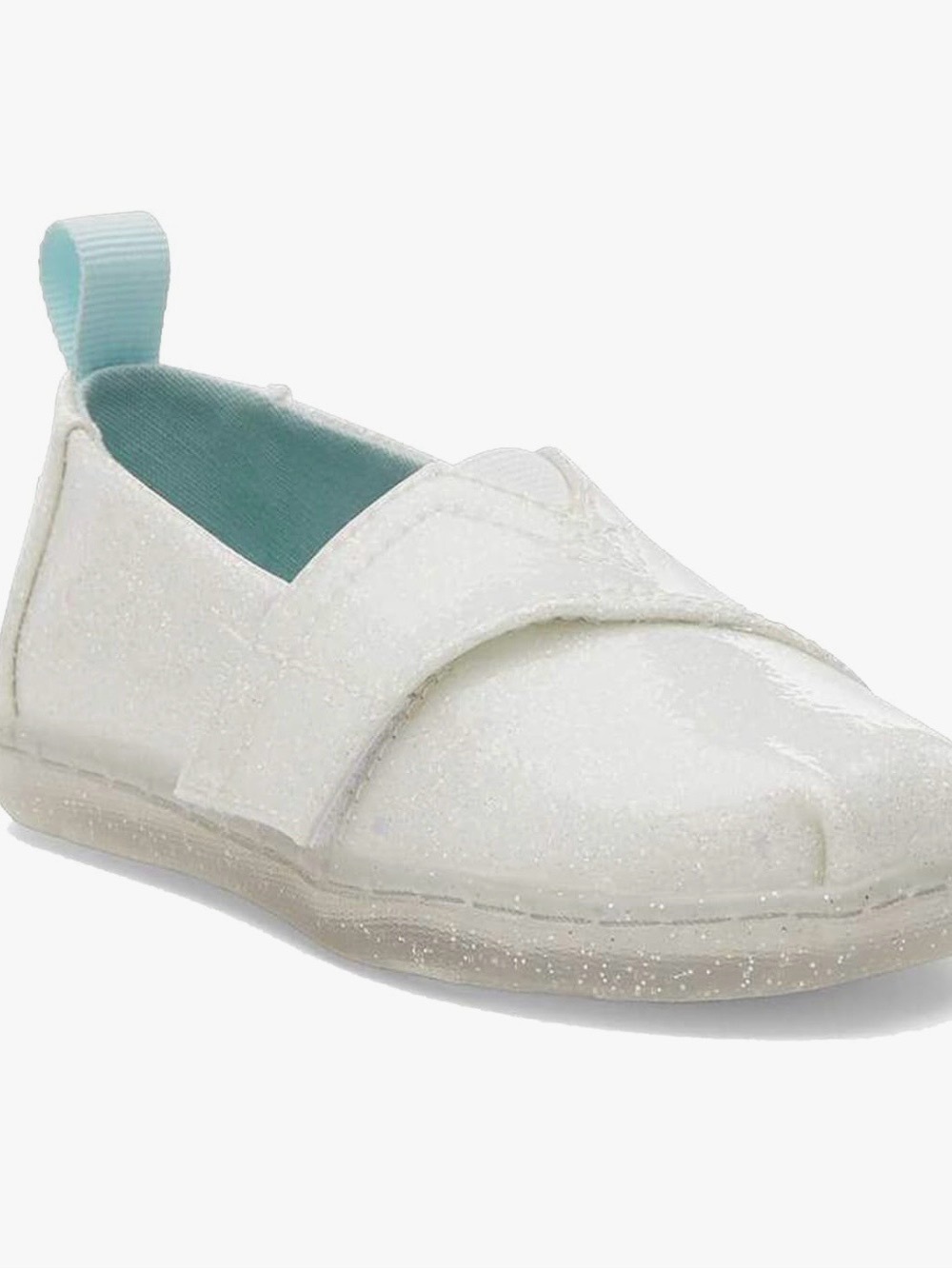 Toms Kids White Confetti Coated Glitter Alpargata Loafer Flat